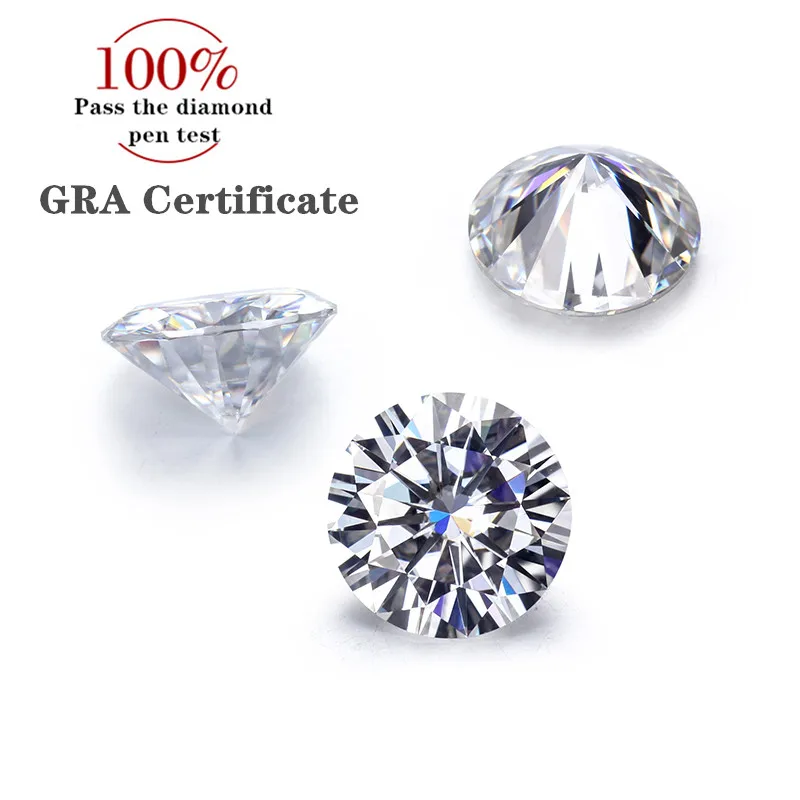 

Top quality GRA certificate Moissanite Diamond wholesale price D Color Round cut 3-12mm moissanite 1Carat VVS1 loose gemstones, D ef gh ij