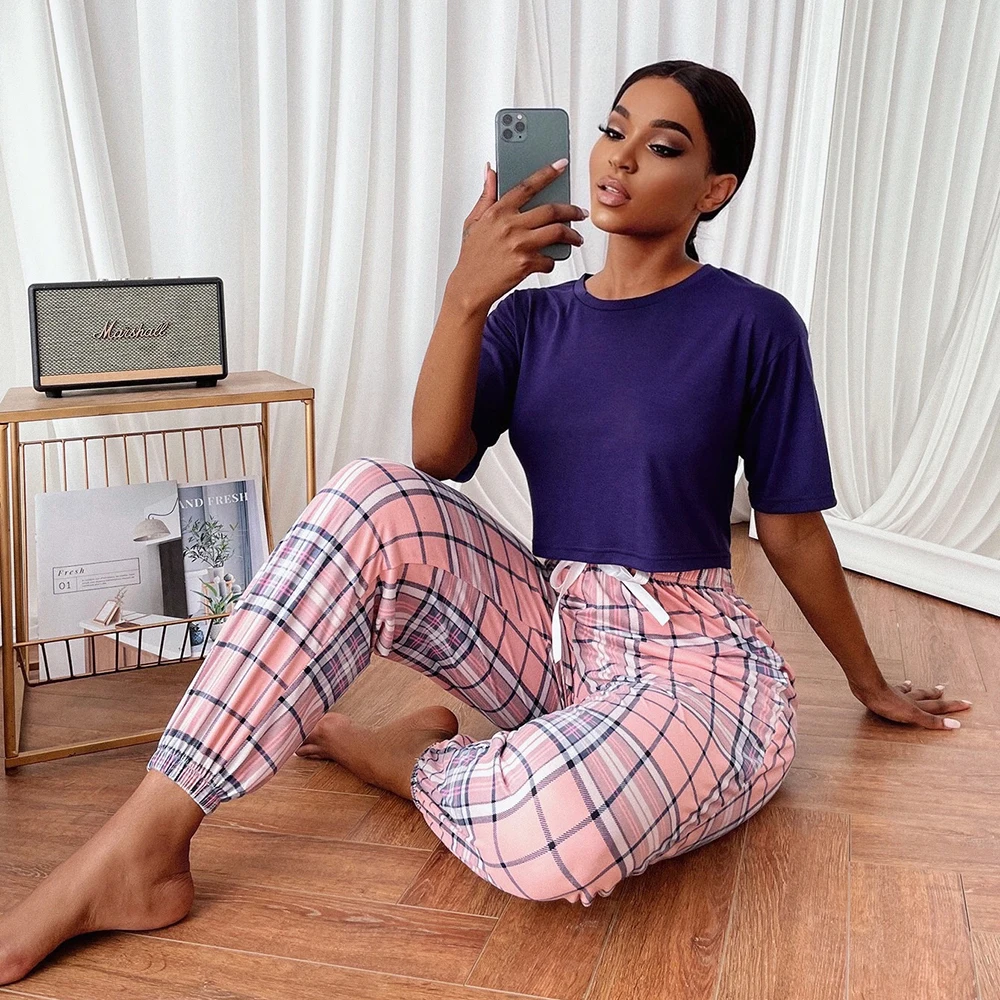 Stretchable polyester and spandex navy blue crop top tshirt women two piece soft pajamas sleepwear night suit for ladies girls, Navy blue, gray
Stretchable polyester and spandex navy blue crop top tshirt women two piece soft pajamas sleepwear night suit for ladies girls, Navy blue, gray