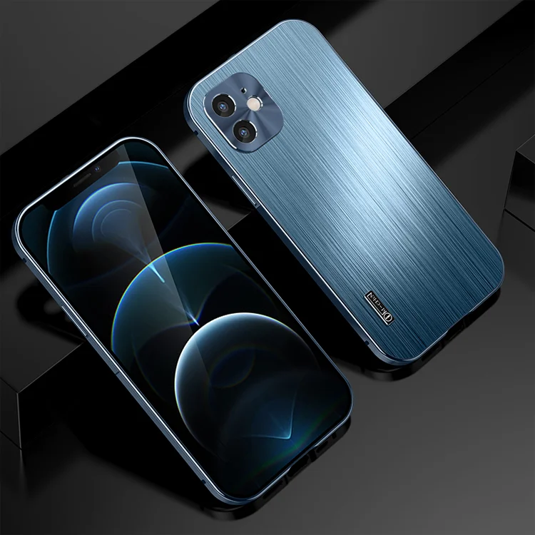 For iPhone12 Pro Max protective shell brushed metal texture aluminum alloy frame mobile phone case
For iPhone12 Pro Max protective shell brushed metal texture aluminum alloy frame mobile phone case