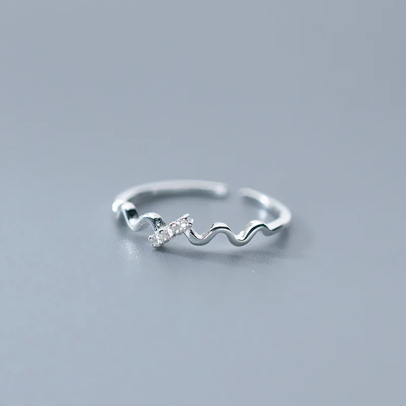 Delicate Micro CZ 925 Sterling Silver Wave Ring Thin Adjustable Open Ring, Whit gold
Delicate Micro CZ 925 Sterling Silver Wave Ring Thin Adjustable Open Ring, Whit gold