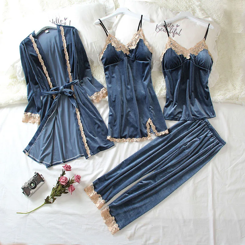 Wholesale High Quality Sleepwear Winter Velour Pyjamas 4 Piece Velvet Pajamas Sets For Women, 4 colors available
Wholesale High Quality Sleepwear Winter Velour Pyjamas 4 Piece Velvet Pajamas Sets For Women, 4 colors available