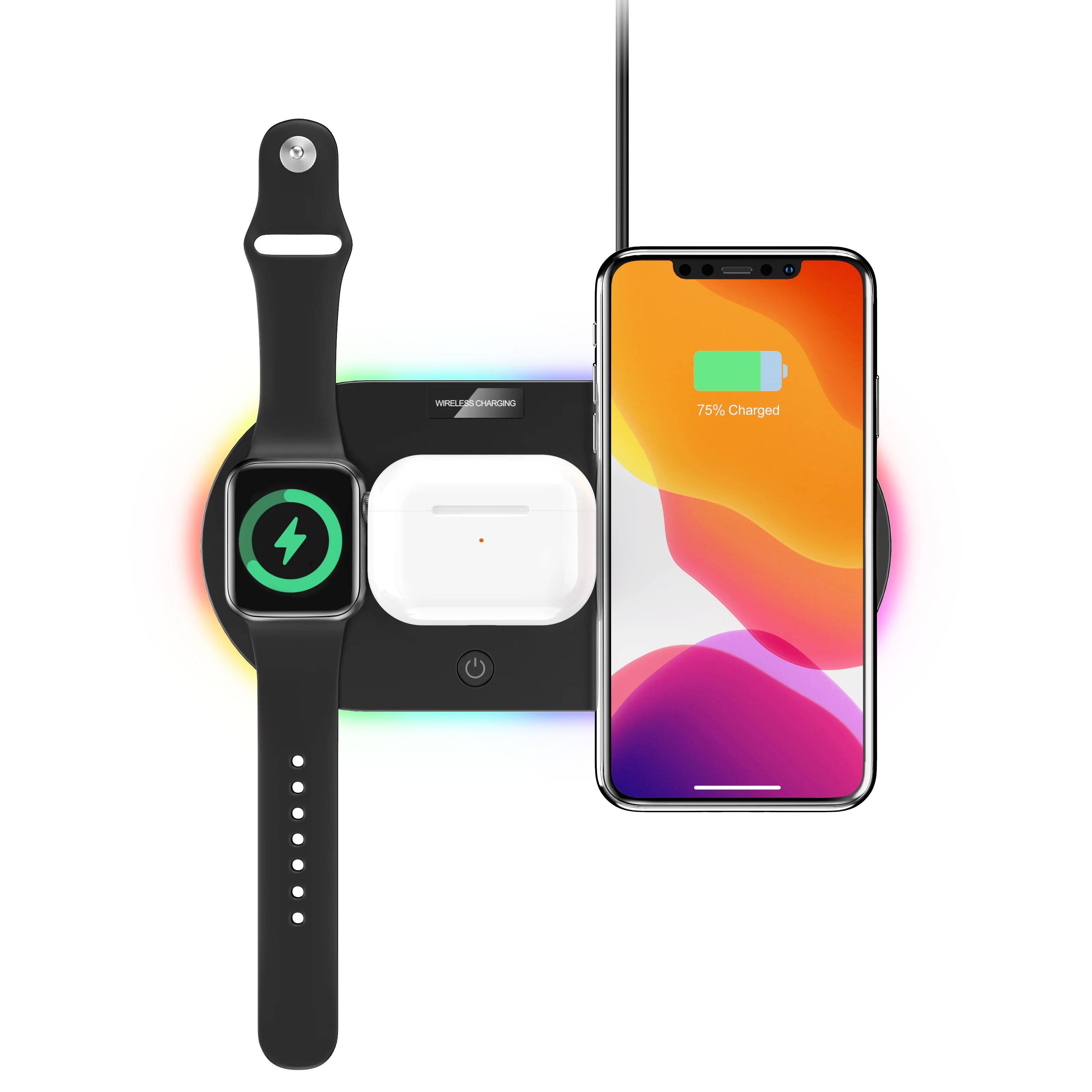 Multifunction 4 in 1 Fast Wireless Charging Pad Stand qi Wireless Charger station for Iphone for Samsung, Black
Multifunction 4 in 1 Fast Wireless Charging Pad Stand qi Wireless Charger station for Iphone for Samsung, Black