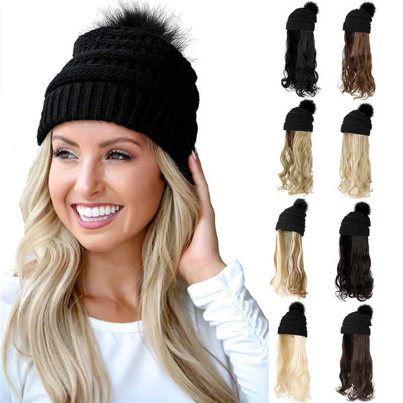 Hat Knit with Long Wavy Curly Hair Extensions Wig Winter Warm Knitted Pom Hats, Multi
Hat Knit with Long Wavy Curly Hair Extensions Wig Winter Warm Knitted Pom Hats, Multi