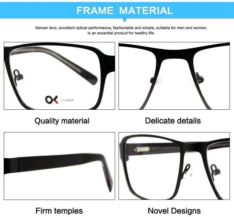 newest metal frame anti blue light rectangle reading glasses