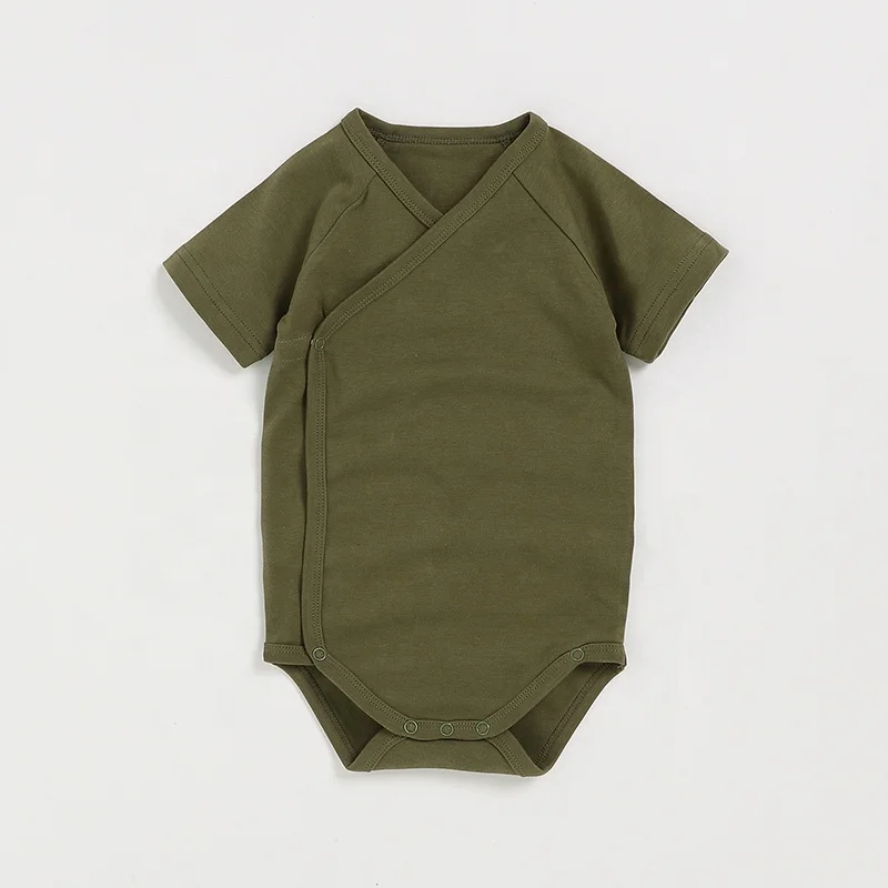 Wholesale Snap Button Short Sleeve Summer Kimono Baby Bodysuit Romper