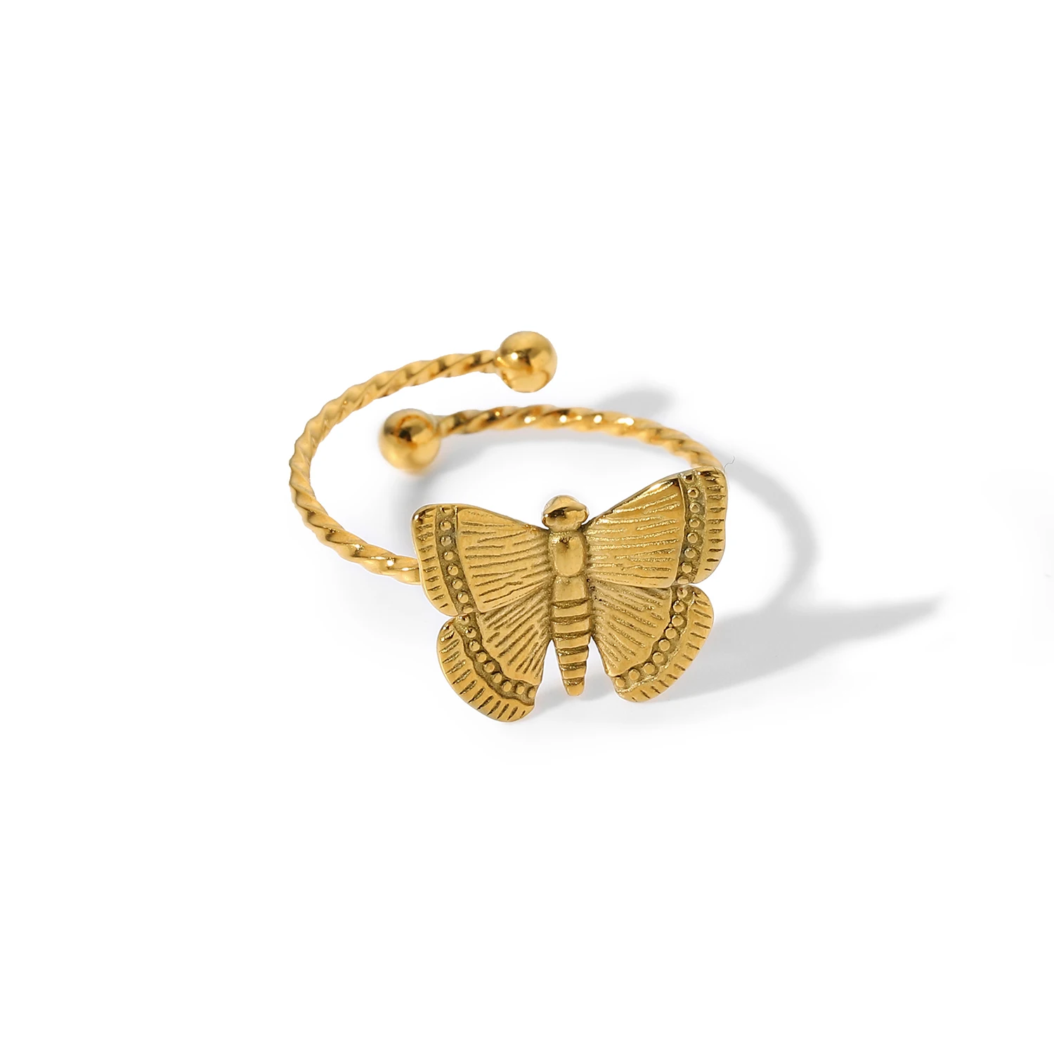 Adjustable Butterfly Stainless Steel Ring Gold Cubic Stacked Butterfly Finger Ring Jewelry For Fashion Women Ring, Golden
Adjustable Butterfly Stainless Steel Ring Gold Cubic Stacked Butterfly Finger Ring Jewelry For Fashion Women Ring, Golden
