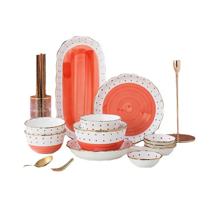 Light luxury stroke gold polka dot ceramics tableware set japanese fiesta ceramic dinnerware
Light luxury stroke gold polka dot ceramics tableware set japanese fiesta ceramic dinnerware