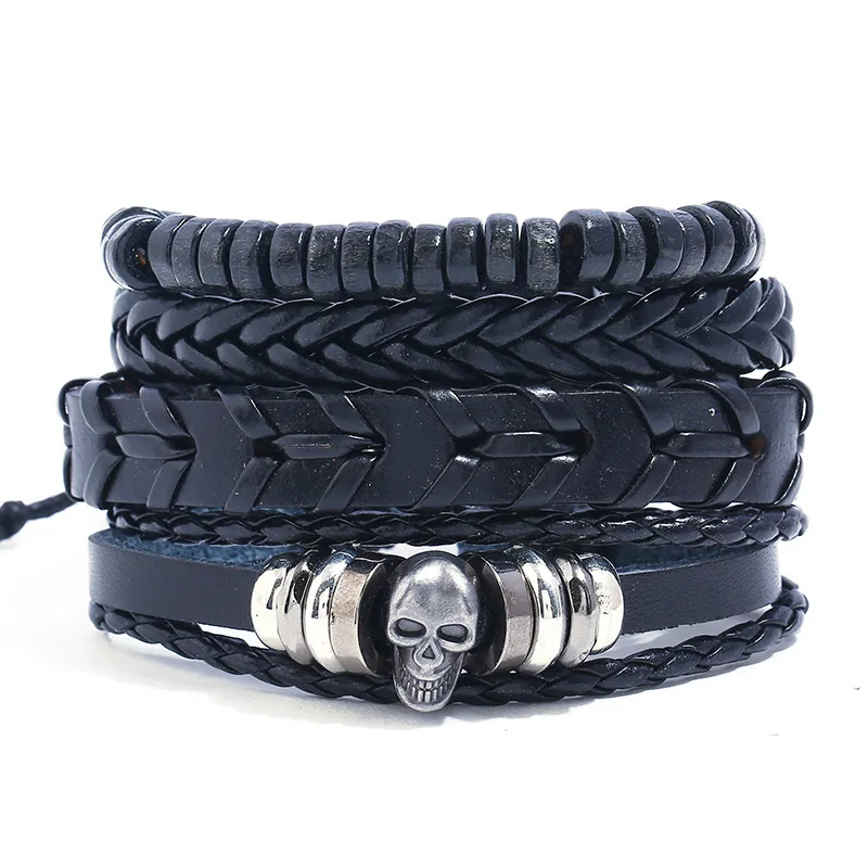 New Men's Bracelet Vintage Woven Cowhide Bracelet Alloy Skull Pirate Leather Bracelet Multi-layer Set
New Men's Bracelet Vintage Woven Cowhide Bracelet Alloy Skull Pirate Leather Bracelet Multi-layer Set