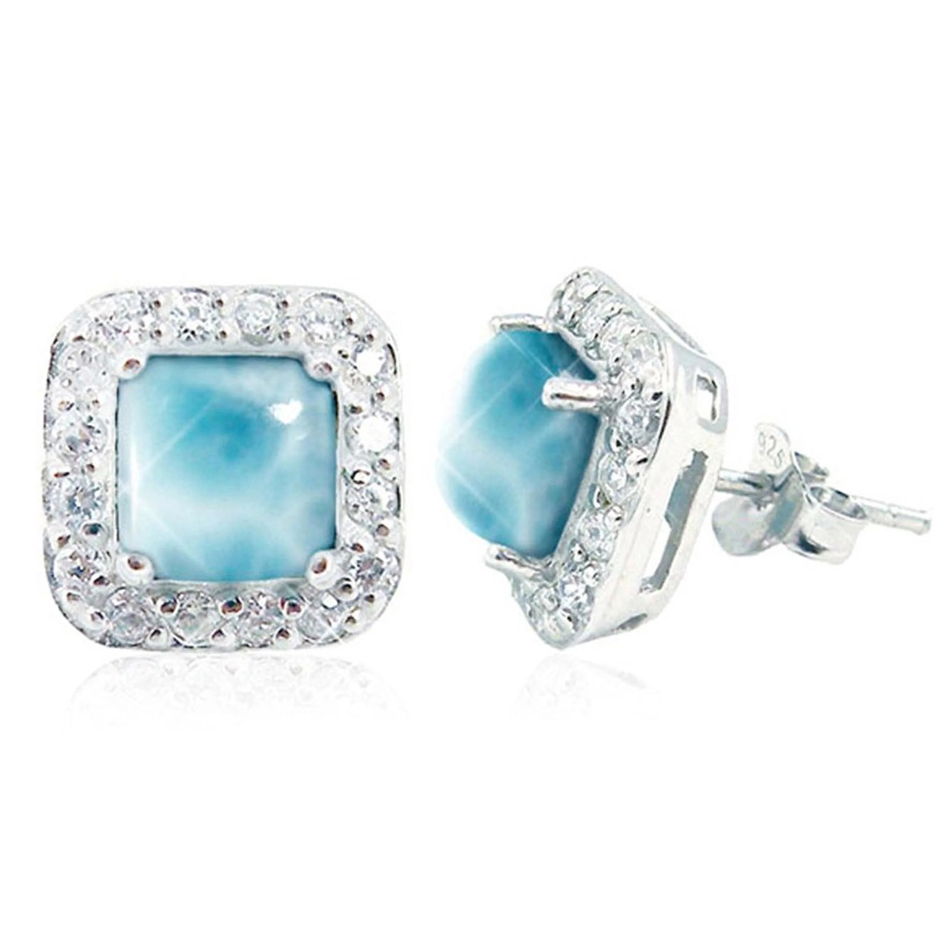Graceful Natural Larimar Stone Jewelry Wholesales Larimar Earrings with White Zircon, Sky blue
Graceful Natural Larimar Stone Jewelry Wholesales Larimar Earrings with White Zircon, Sky blue