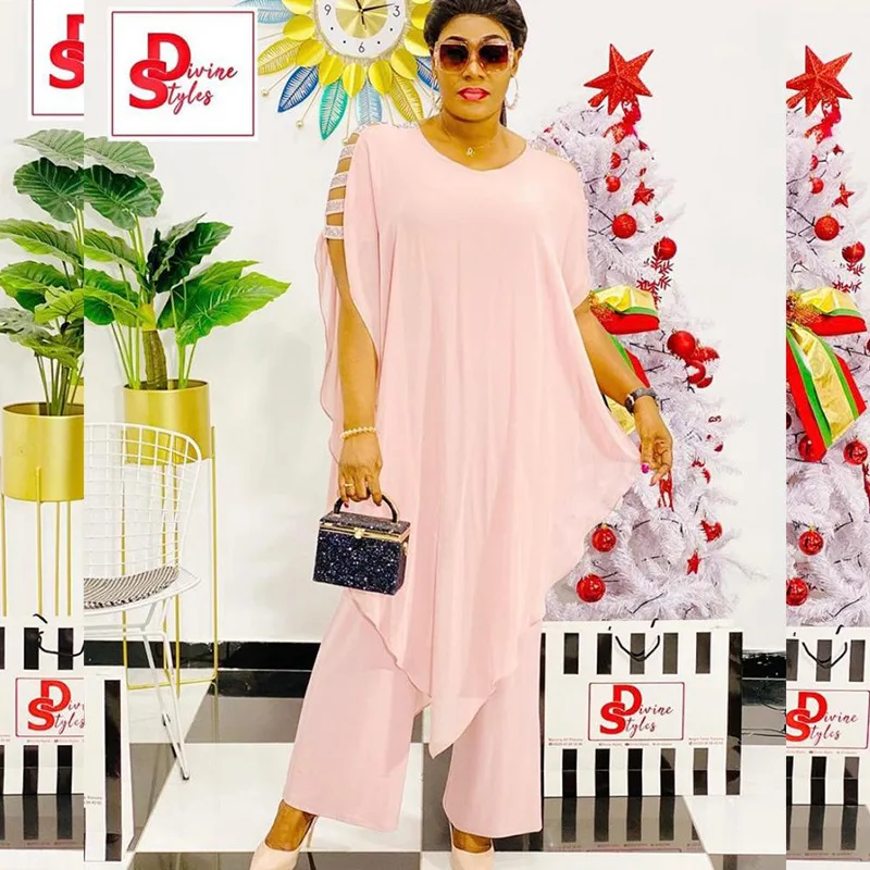 African fashion women's suit chiffon blouse baggy trousers two piece set, As showed
African fashion women's suit chiffon blouse baggy trousers two piece set, As showed