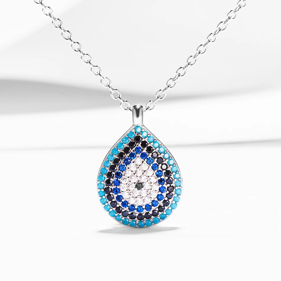 High Quality 925 Sterling Silver Necklace CZ Blue Eye With Teardrop-shaped Pendants Necklaces Fit Women Fashion Jewelry
High Quality 925 Sterling Silver Necklace CZ Blue Eye With Teardrop-shaped Pendants Necklaces Fit Women Fashion Jewelry