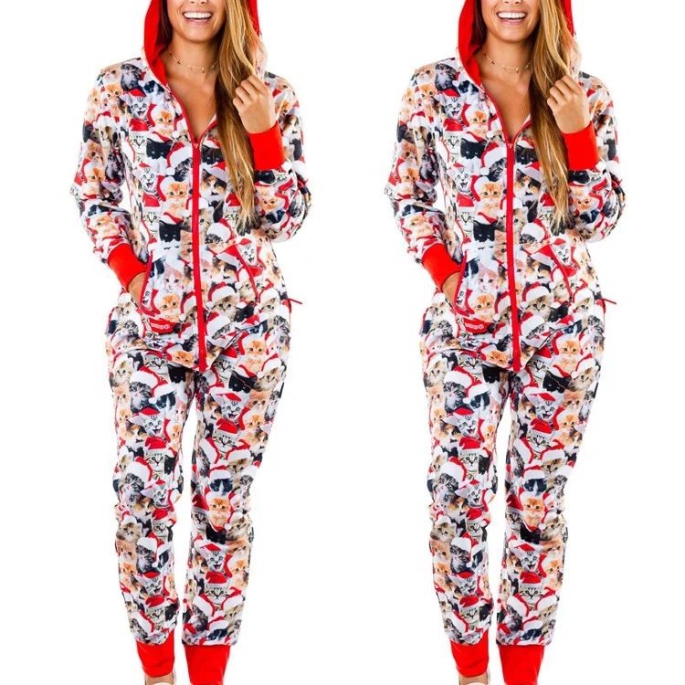 Wholesale fashion women autumn and winter christmas print hooded home service with pockets and zipper jumpsuits clothes
Wholesale fashion women autumn and winter christmas print hooded home service with pockets and zipper jumpsuits clothes
