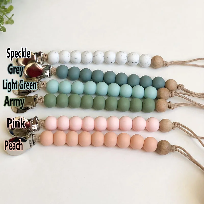Nature Wooden Silicone Beads Baby Teething Pacifier Chain Clips
Nature Wooden Silicone Beads Baby Teething Pacifier Chain Clips