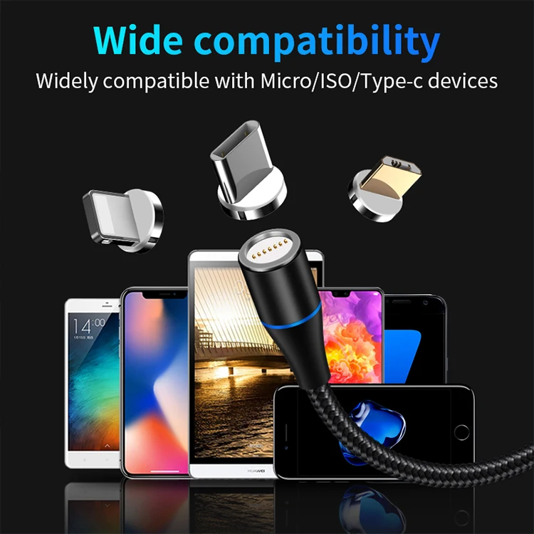Amazon Hot sale 3A fast charging Current nylon Fabric type C 3 in 1 Magnetic USB Cable for iPhone for xiaomi - ANKUX.COM