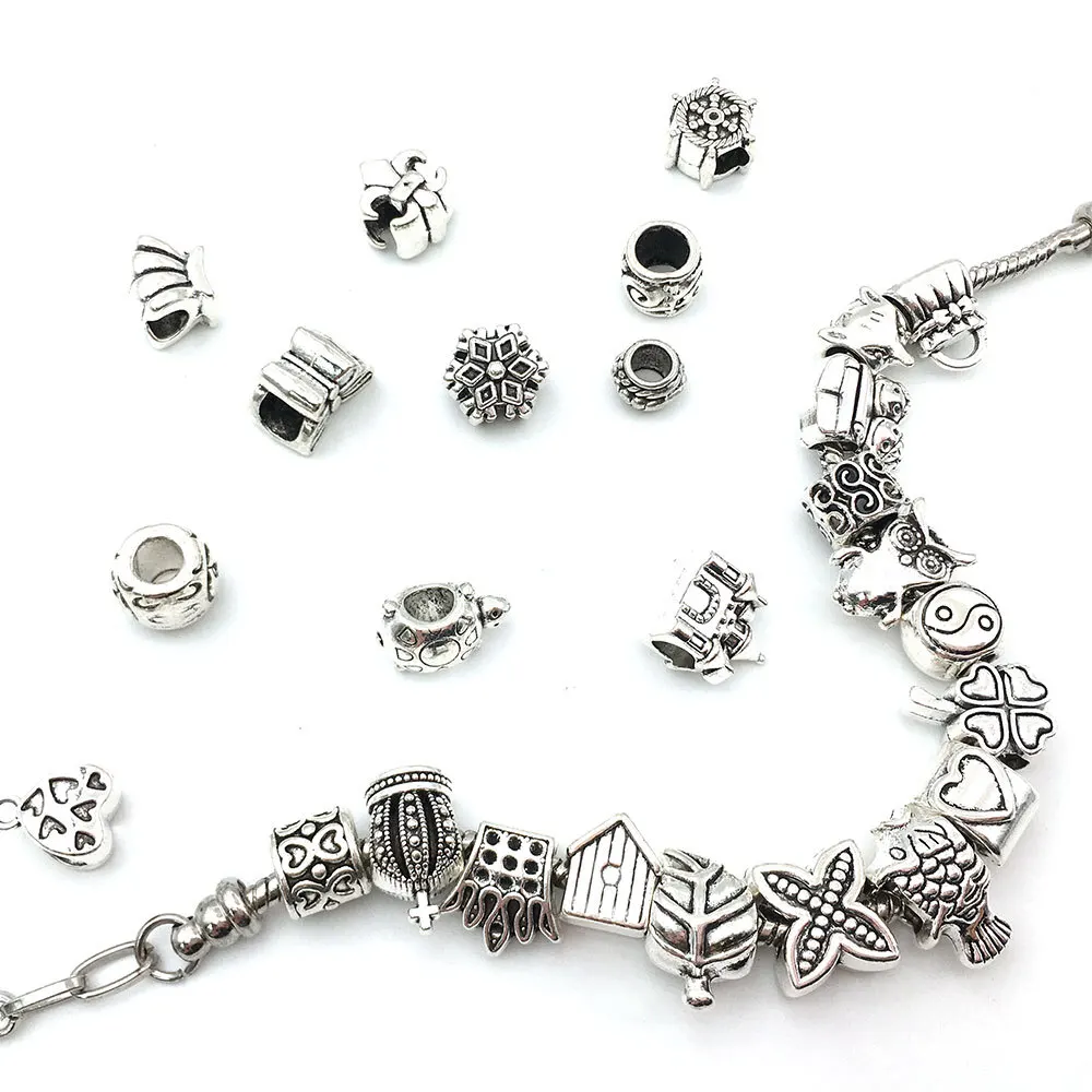 50pcs/Pack High Quality Jewelry DIY Accessories Vintage Silver Plated Metal Big Hole Beads for Bracelets Necklace
50pcs/Pack High Quality Jewelry DIY Accessories Vintage Silver Plated Metal Big Hole Beads for Bracelets Necklace