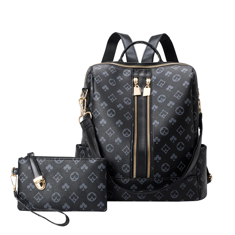 Luxury Retro PVC Leather Women's Purse Clutch Bag Backpack Set 21 Inch Large Capacity Zipper Backpacks Travel Bags, Black brown
Luxury Retro PVC Leather Women's Purse Clutch Bag Backpack Set 21 Inch Large Capacity Zipper Backpacks Travel Bags, Black brown