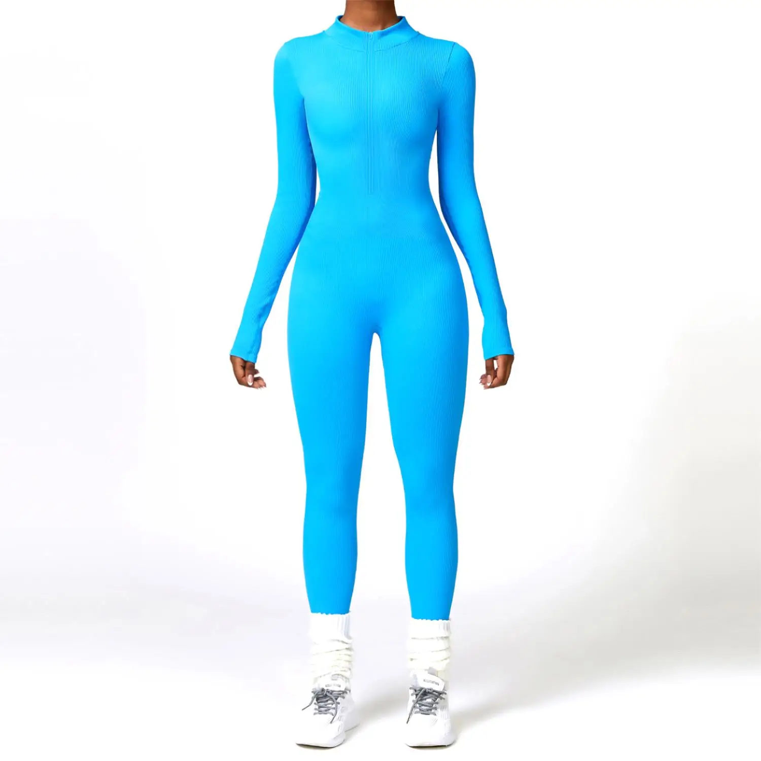 Custom Logo Women Comfortable Soft Long Sleeve Front Zipper Ribbed Seamless Jumpsuit Yoga Bodysuit
Custom Logo Women Comfortable Soft Long Sleeve Front Zipper Ribbed Seamless Jumpsuit Yoga Bodysuit