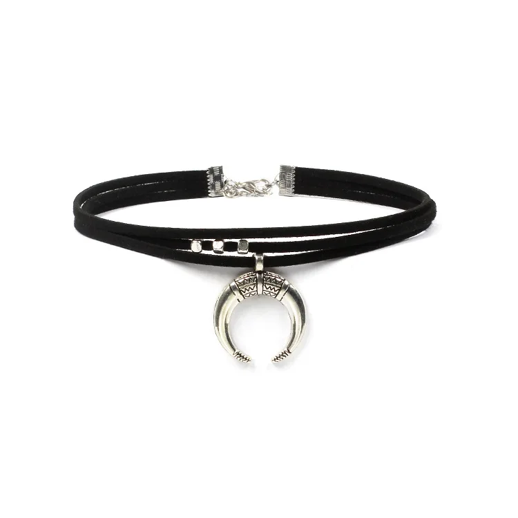 Horn Pendant Necklace for Women New Moon Charm Choker w/ Flannelette Neck Chain Sexy Jewelry for Girl Boho Pendant Short Chain, Picture
Horn Pendant Necklace for Women New Moon Charm Choker w/ Flannelette Neck Chain Sexy Jewelry for Girl Boho Pendant Short Chain, Picture