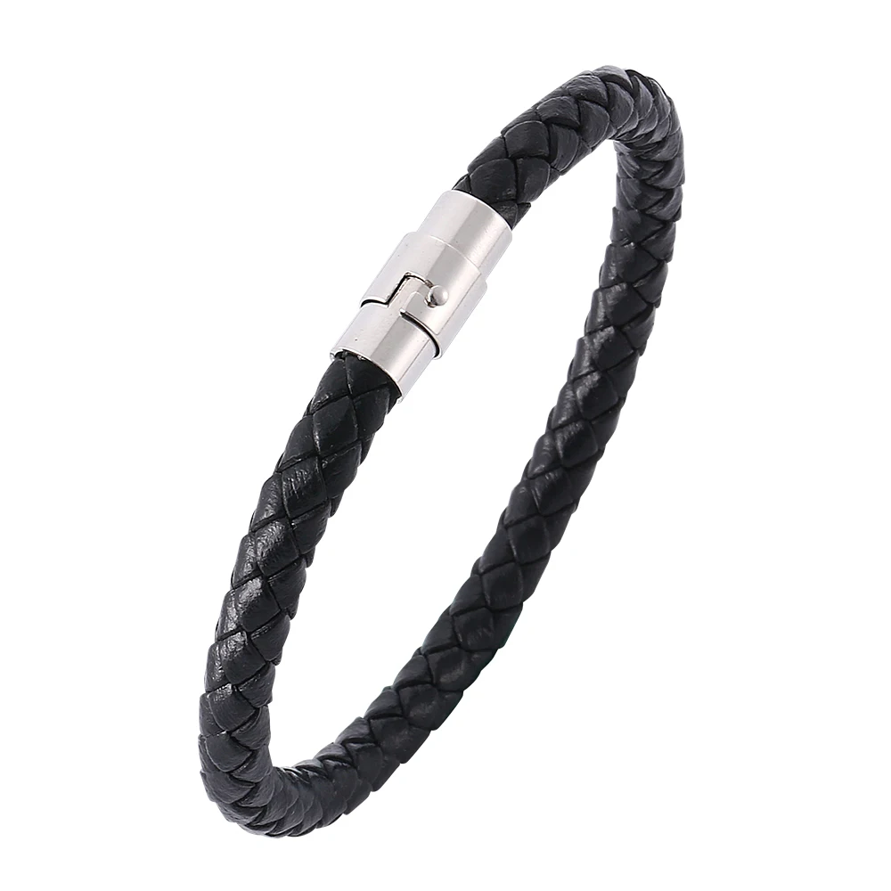 SP0029H 6mm Thick Mens Braided Stainless Steel Buckle Cheap Genuine Leather Bangle Bracelet
SP0029H 6mm Thick Mens Braided Stainless Steel Buckle Cheap Genuine Leather Bangle Bracelet
