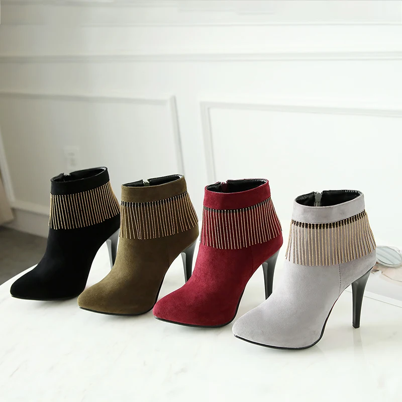 Red Suede Ankle Boots Platform Round Toe Chunky Heel Tassel Black Grey Boots, Black/wine red/grey/khaki
Red Suede Ankle Boots Platform Round Toe Chunky Heel Tassel Black Grey Boots, Black/wine red/grey/khaki
