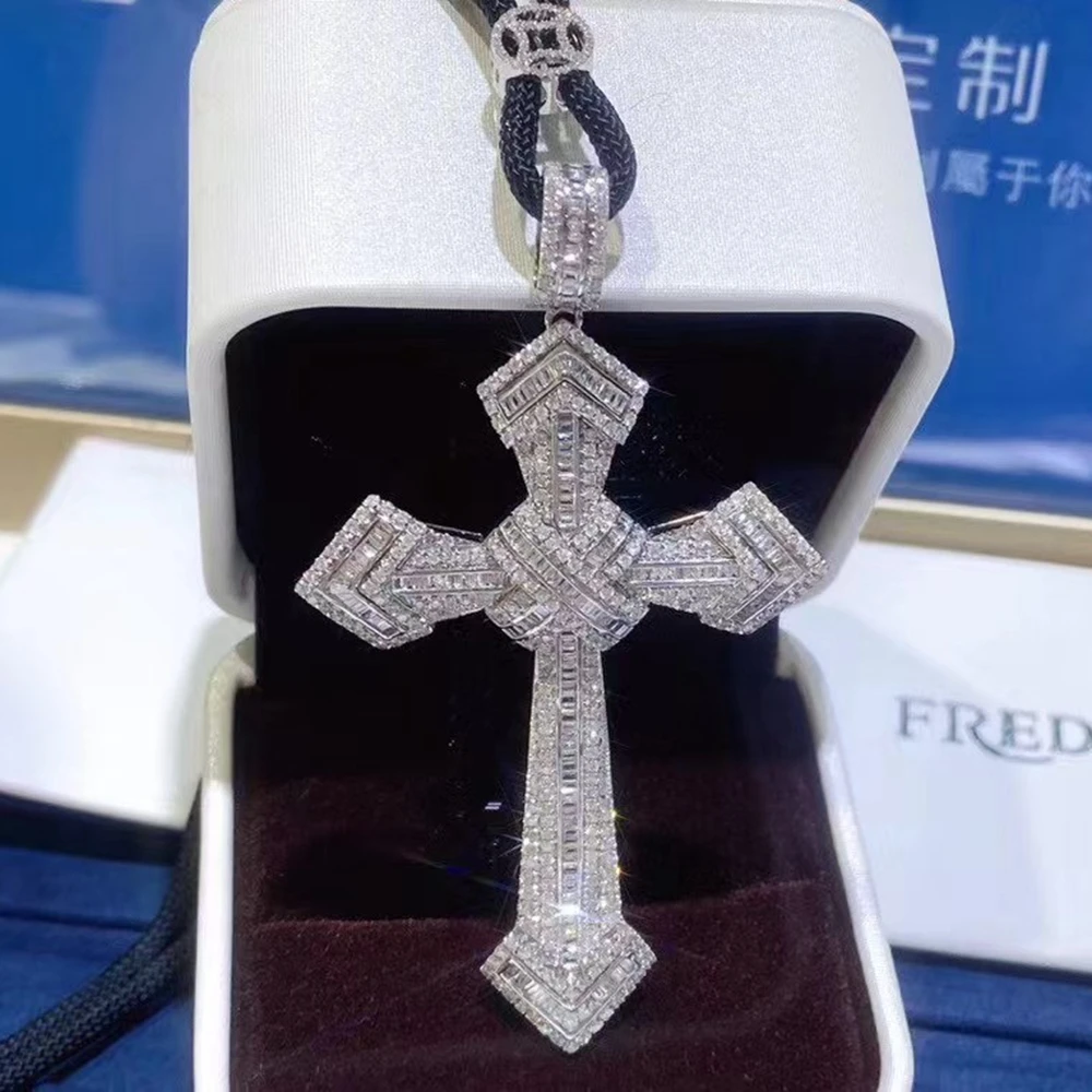 HQ Gems 18k White Gold Cross Chamrs SI2 Natural Real Diamond Stone Pendant Necklace For Men
HQ Gems 18k White Gold Cross Chamrs SI2 Natural Real Diamond Stone Pendant Necklace For Men