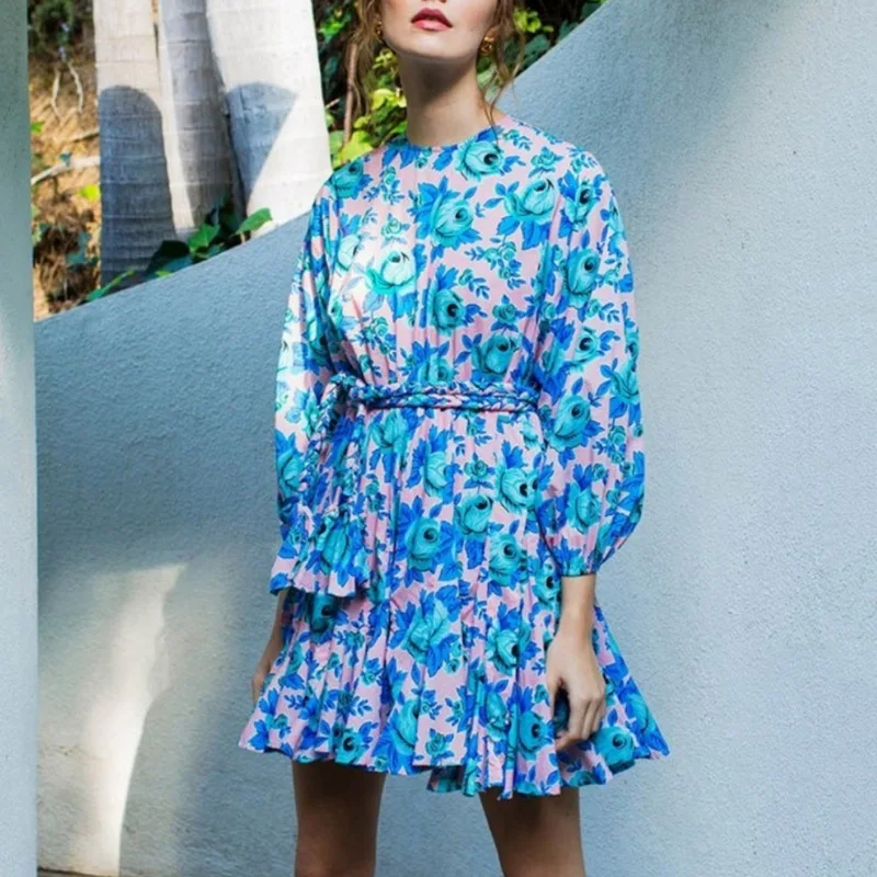 Ladies Lantern Sleeves Printed Ruffled Flora High Waist A-line Skirt Women Print Dresses Beach Short Dress, 9 colors
Ladies Lantern Sleeves Printed Ruffled Flora High Waist A-line Skirt Women Print Dresses Beach Short Dress, 9 colors