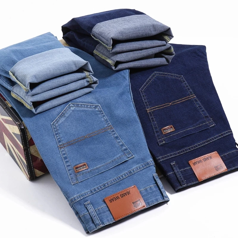 Men's jeans business casual light blue stretch fashion denim jeans men's brand pants
Men's jeans business casual light blue stretch fashion denim jeans men's brand pants