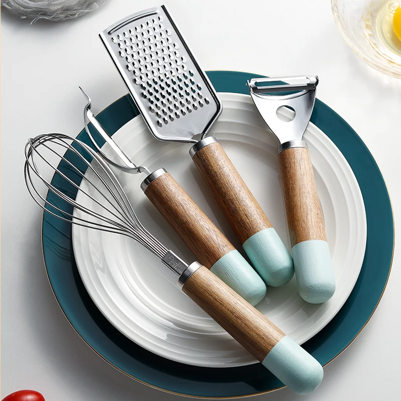 4-piece set of fruit and vegetable Stainless Steel Kitchen Tool With Wooden Handle Y Style D Style Cutter Grater Egg Beater set, As the pictures show
4-piece set of fruit and vegetable Stainless Steel Kitchen Tool With Wooden Handle Y Style D Style Cutter Grater Egg Beater set, As the pictures show