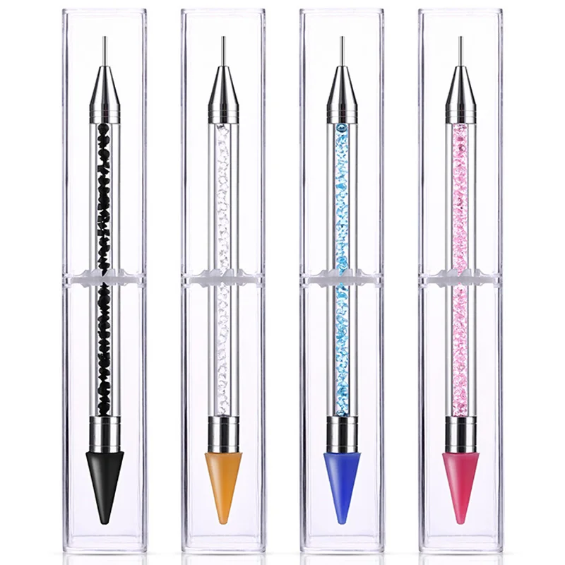 

Dual-ended Nail Art Dotting Pen Crayon Crystal Rhinestone Bead Picker Wax Pencil DIY Nails Brush Manicure Tool, As pictures