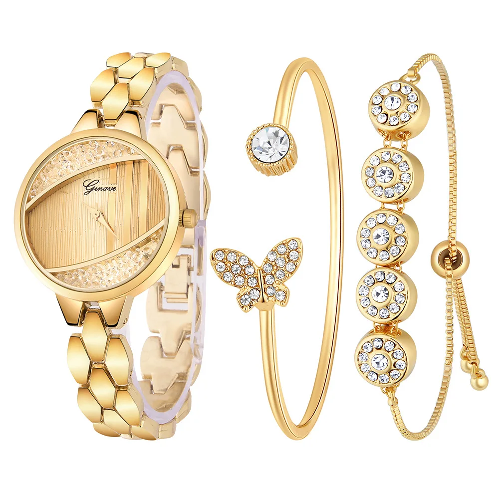 A TC Fashion Jewelry 18k Gold Plated Alloy Quartz crystal Bracelet female watch Gift Set
A TC Fashion Jewelry 18k Gold Plated Alloy Quartz crystal Bracelet female watch Gift Set