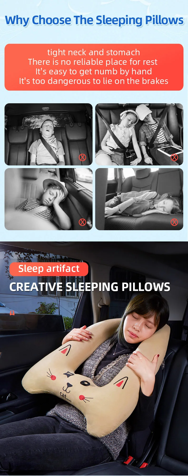 back headrest car pillow seat belt pillow for kids car sleeping