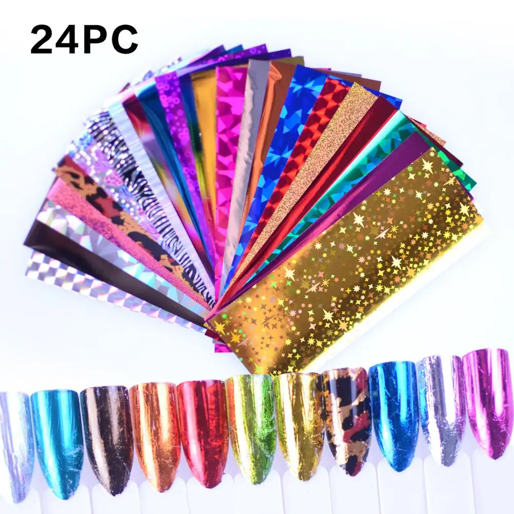 24 Pcs Nail Foil Set Transparent AB Color Nail Art Transfer Sticker DIY Tips Sticker nail art Decoration women makeup beauty
24 Pcs Nail Foil Set Transparent AB Color Nail Art Transfer Sticker DIY Tips Sticker nail art Decoration women makeup beauty