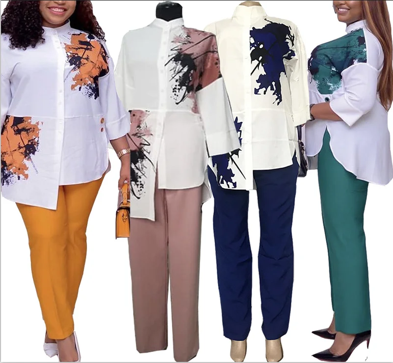 Nigeria African Elegant Blouse And Trouser Print Female Woman Clothes Women Fashion Two Piece Set, As showed
Nigeria African Elegant Blouse And Trouser Print Female Woman Clothes Women Fashion Two Piece Set, As showed