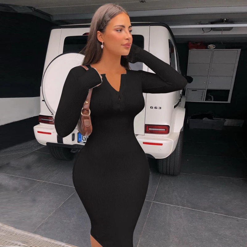2020 Fall Autumn Winter Rib Knit Long Sleeve Clothing Front Button Ladies Bodycon Party Club Dress, Customized color
2020 Fall Autumn Winter Rib Knit Long Sleeve Clothing Front Button Ladies Bodycon Party Club Dress, Customized color