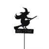 Witch on Broom Metal Welcome Sign Halloween Decor Decoration Yard Art Metal Artwork