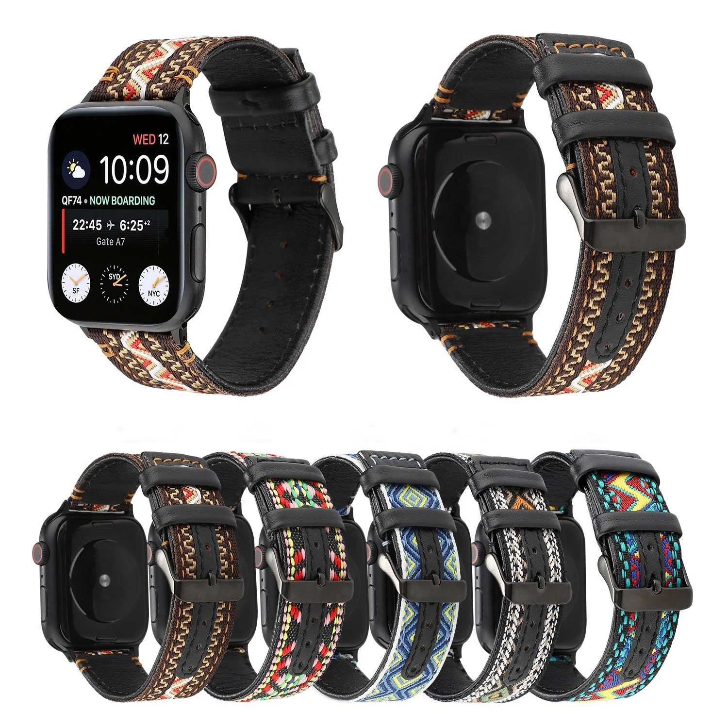 BOORUI Genuine Leather Watch Strap For Apple Watch Series 6 National Style Replacement For Apple Watch Band, Multi color
BOORUI Genuine Leather Watch Strap For Apple Watch Series 6 National Style Replacement For Apple Watch Band, Multi color