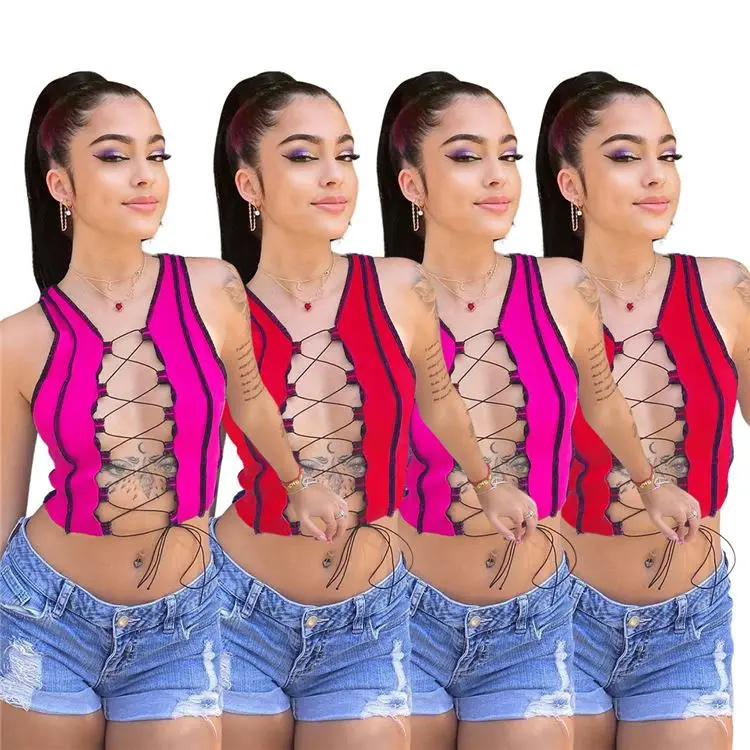 Trendy Sexy Ladies Street Crop Top Clothing Sleeveless Bandage Summer Camisole Women Tank Tops
Trendy Sexy Ladies Street Crop Top Clothing Sleeveless Bandage Summer Camisole Women Tank Tops