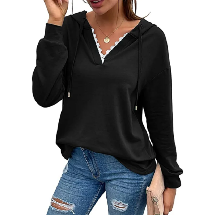 2021 Autumn New Woman Casual Hooded V-neck Long-sleeved Sweater Woman Solid Color Pullover Sweatshirt, 5 colors
2021 Autumn New Woman Casual Hooded V-neck Long-sleeved Sweater Woman Solid Color Pullover Sweatshirt, 5 colors