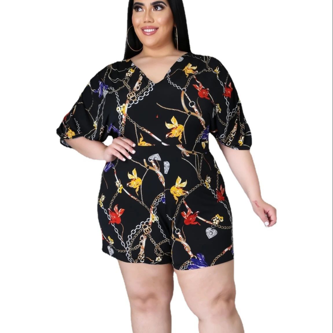 Summer women's casual plus size women's loose digital print plus size women jumpsuits
Summer women's casual plus size women's loose digital print plus size women jumpsuits