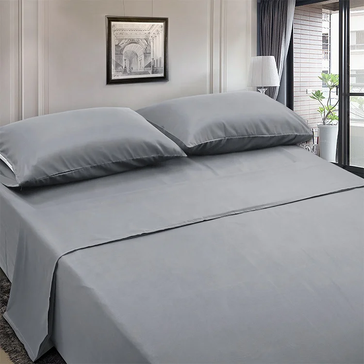 Home Textile Bed Sheet Solid Color Brushed Microfiber Fabric 4 Pcs Fitted Bed Sheet