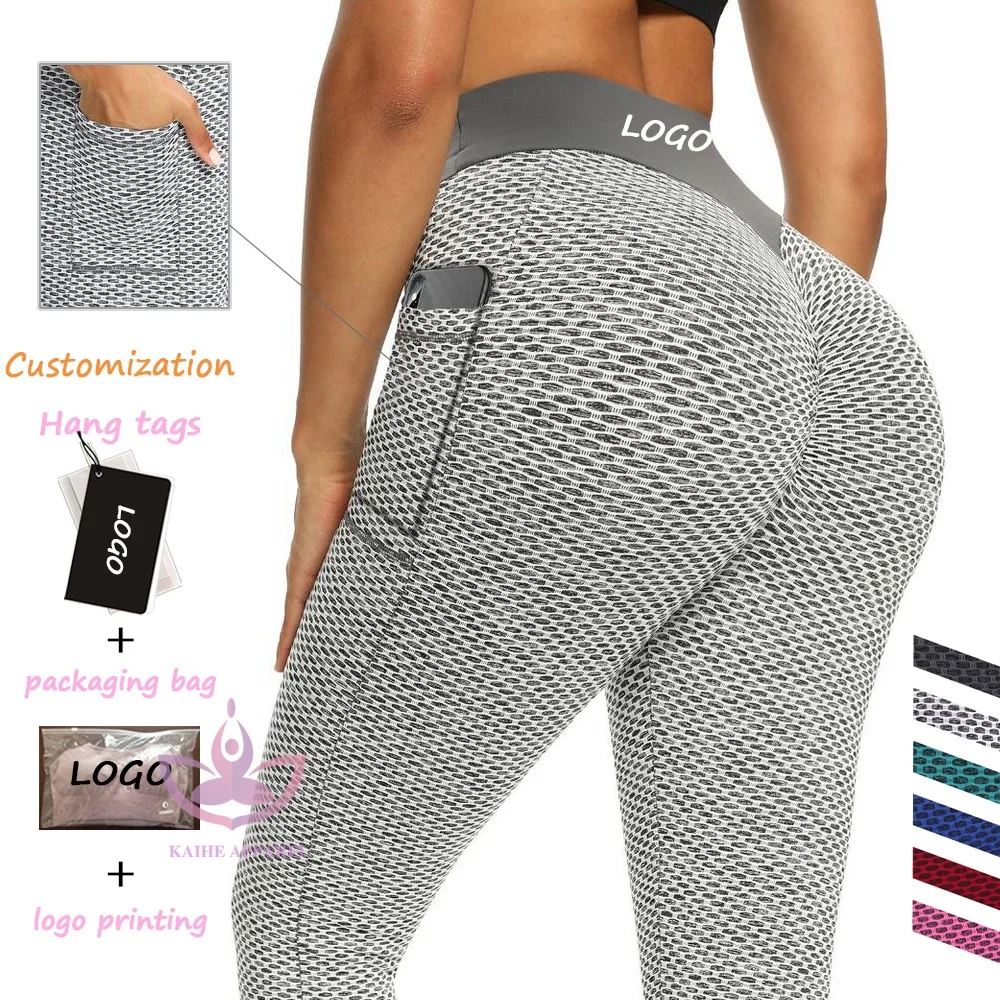

Women Jacquard Butt Lifter Workout Gym Leggings Scrunch Bum Booty Thicken No See Through Squat Proof Tiktok Leggings With Pocket, As picture