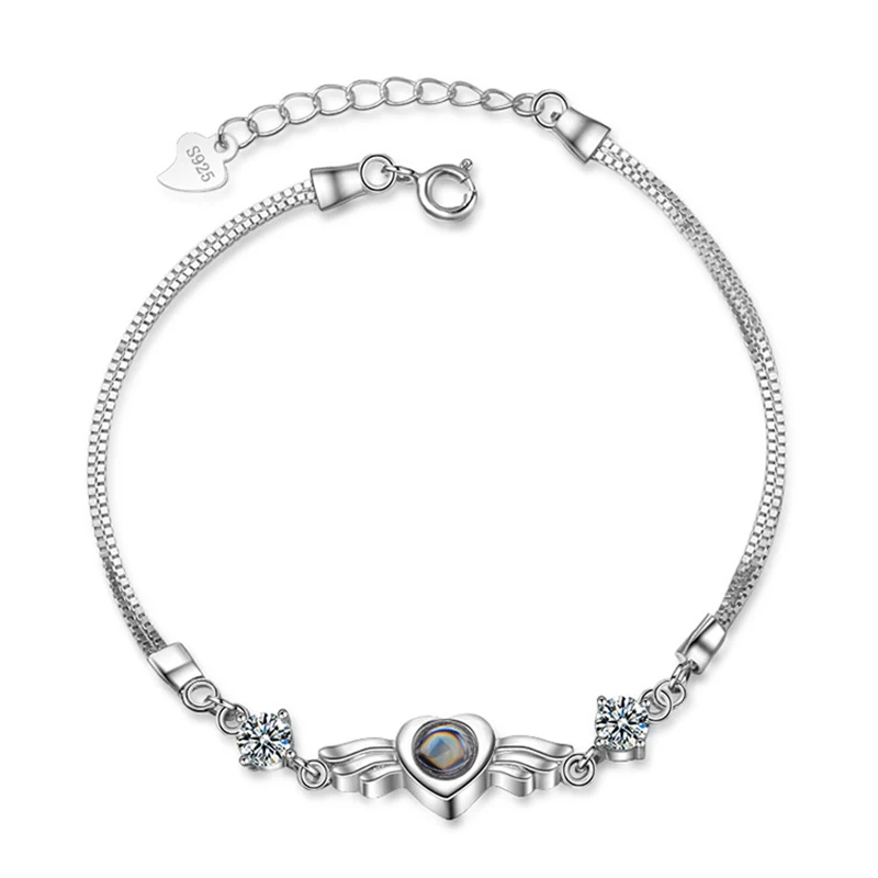 925 Sterling Silver Bracelet Sweet Romantic Heart 100 Languages I Love You Memory Bracelet Wife Gift
925 Sterling Silver Bracelet Sweet Romantic Heart 100 Languages I Love You Memory Bracelet Wife Gift