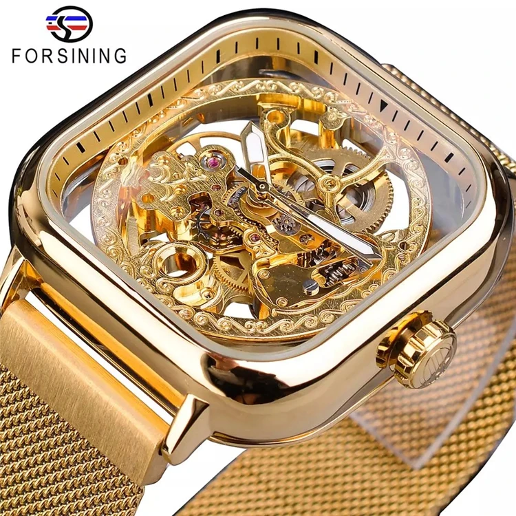 Forsining Men Mechanical Watches Automatic Self-Wind Golden Transparent Fashion Mesh Steel Wristwatch Skeleton Man Male Hot Hour
Forsining Men Mechanical Watches Automatic Self-Wind Golden Transparent Fashion Mesh Steel Wristwatch Skeleton Man Male Hot Hour