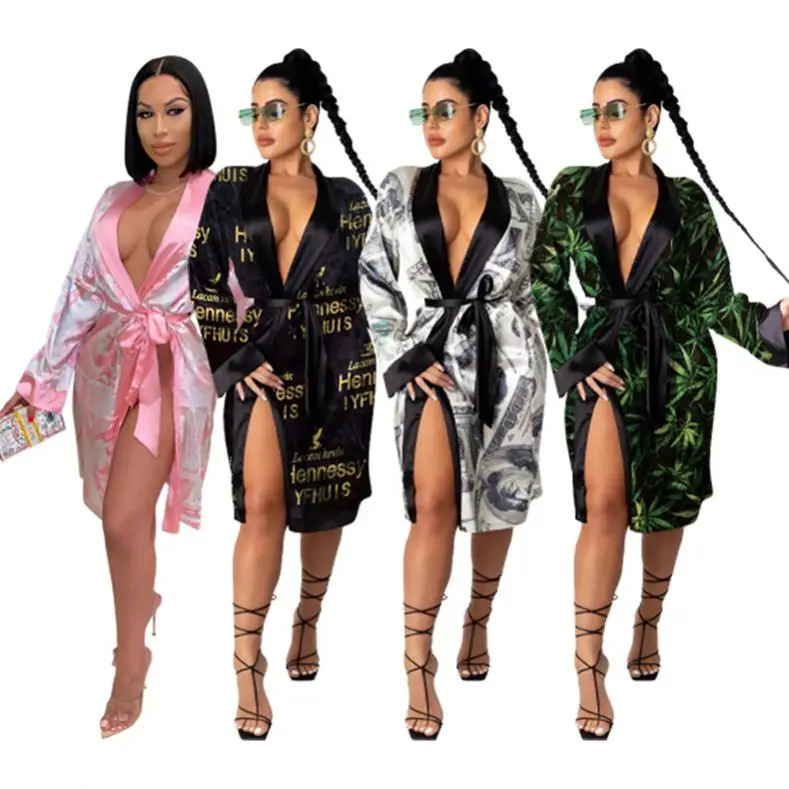 High quality trending women dollor sexy bathrobe lounge wear money robe sweet one piece silk sleepwear 
High quality trending women dollor sexy bathrobe lounge wear money robe sweet one piece silk sleepwear