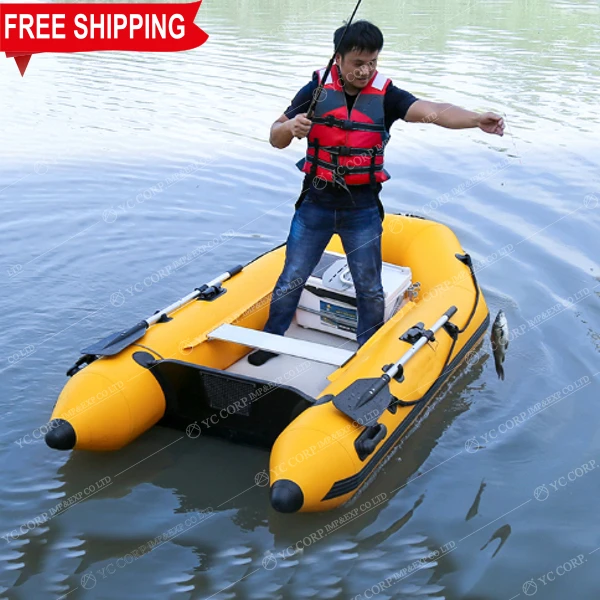 FSPATIO Amazon Inflatable Rowing Boat Yellow Dinghy Fishing Multi-Person Thickened Folding Rescue Boat Rowing Boat