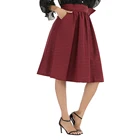 slanna new collection botton decorated flare pleated skirt in red for plus size women