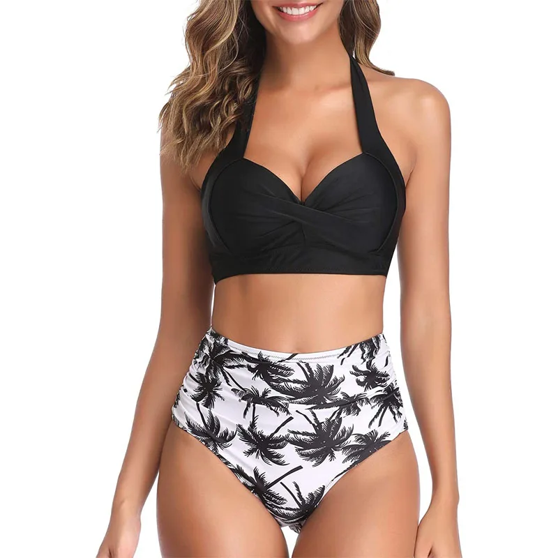 2 Piece Two Bikini Set Floral Printed Retro Halter Ruched High Waist Split Swimsuit Women Vintage Swim Bathing Suit Swimwear, Picture showed
2 Piece Two Bikini Set Floral Printed Retro Halter Ruched High Waist Split Swimsuit Women Vintage Swim Bathing Suit Swimwear, Picture showed