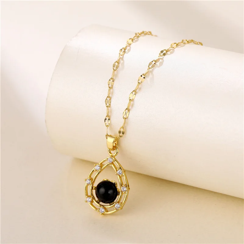 Newest Design Temperature Sensing Stone Clavicle Chain Necklace Titanium Crystal Steel Water Drop Shape Necklaces
Newest Design Temperature Sensing Stone Clavicle Chain Necklace Titanium Crystal Steel Water Drop Shape Necklaces