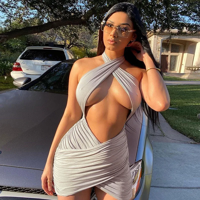 Wholesale fashion dresses 2021 sexy halter solid hollow out backless mini pleated dress for women, Photos show
Wholesale fashion dresses 2021 sexy halter solid hollow out backless mini pleated dress for women, Photos show