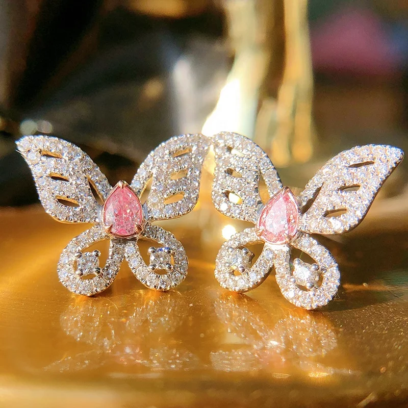 Luxury Shiny Cubic Zircon Butterfly Stud Earrings for Women Zircon Earrings Elegant Female Earrings Weddings Jewelry, Customized color 
Luxury Shiny Cubic Zircon Butterfly Stud Earrings for Women Zircon Earrings Elegant Female Earrings Weddings Jewelry, Customized color